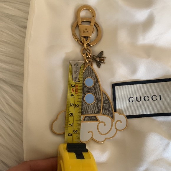 Gucci Brass GG Supreme Rocketship Key Chain - Picture 12 of 17